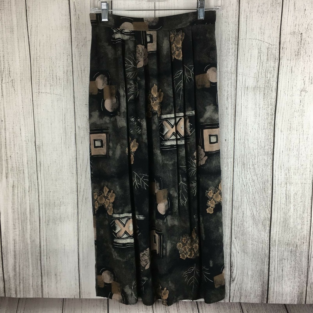 Michele Leslie Black Tan Mid-Calf Size M Skirt